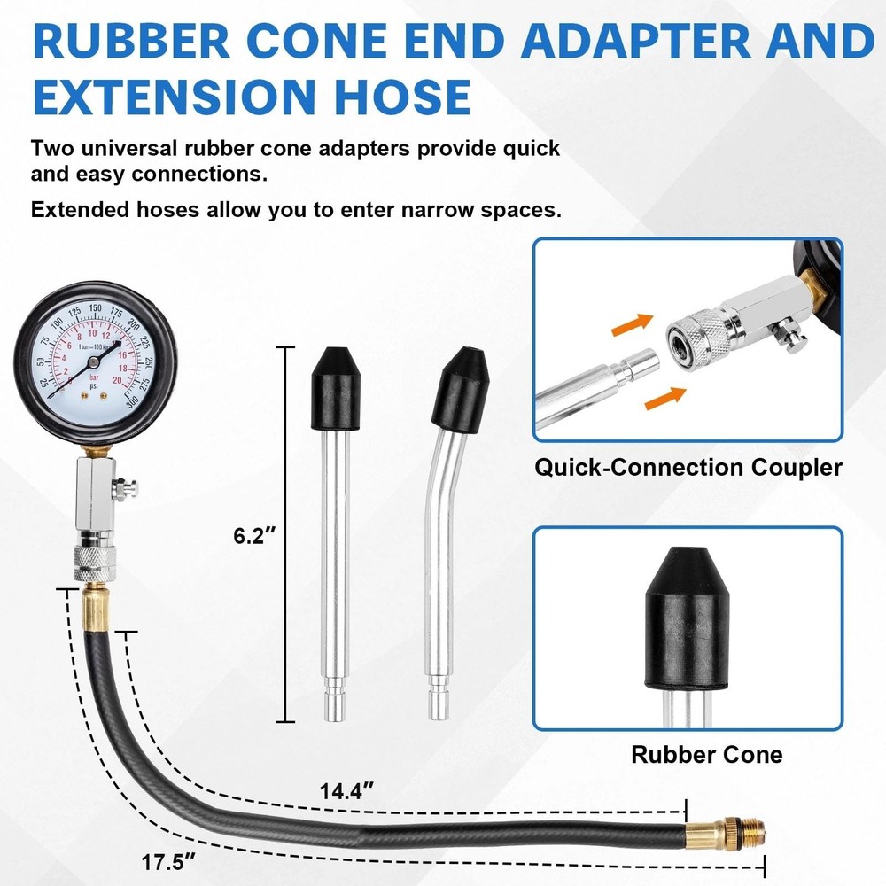 9pcs Petrol Engine Cylinder Compression Tester Kit Include Spark Plug...