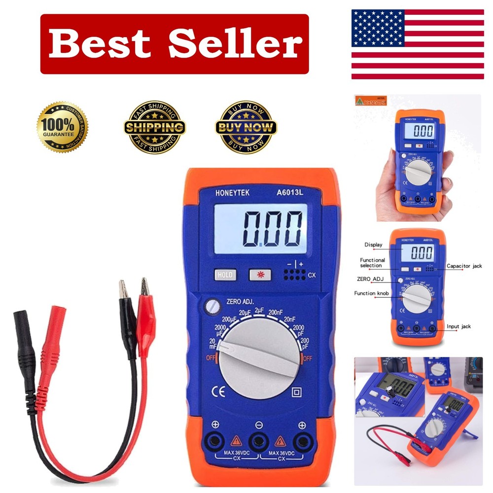 Precision Handheld Capacitance Meter with Overload Protection and Data Hold