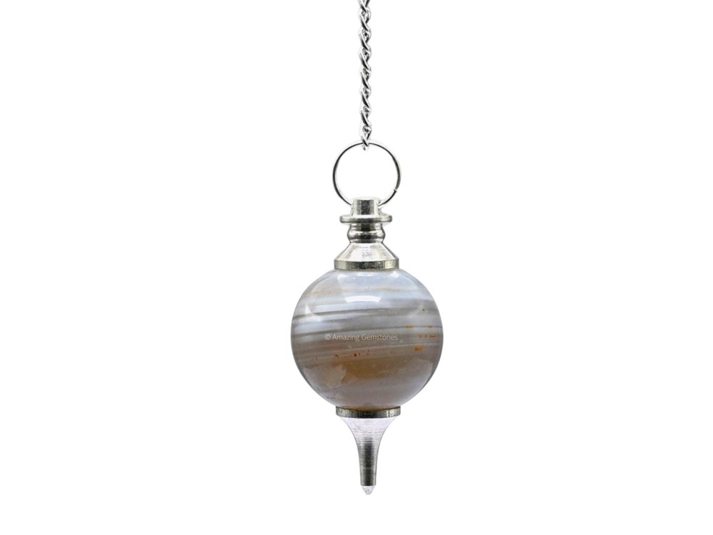 Lace Agate Dowsing Crystal Ball Pendulum