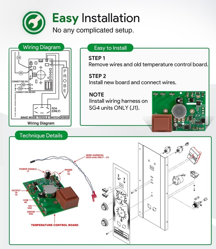 Replacement Temp Control Board with Adjustable Range for Oven Regulation