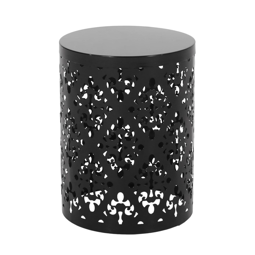Chic Cylindrical Outdoor Side Table - Powder-Coated Iron Frame with Elegant