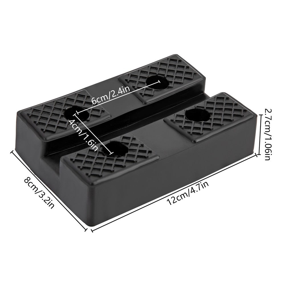 4pcs 4-Hole Rectangular Lift Rubber Mat Black Lifter Rubber Pad Rubber Arm Pad