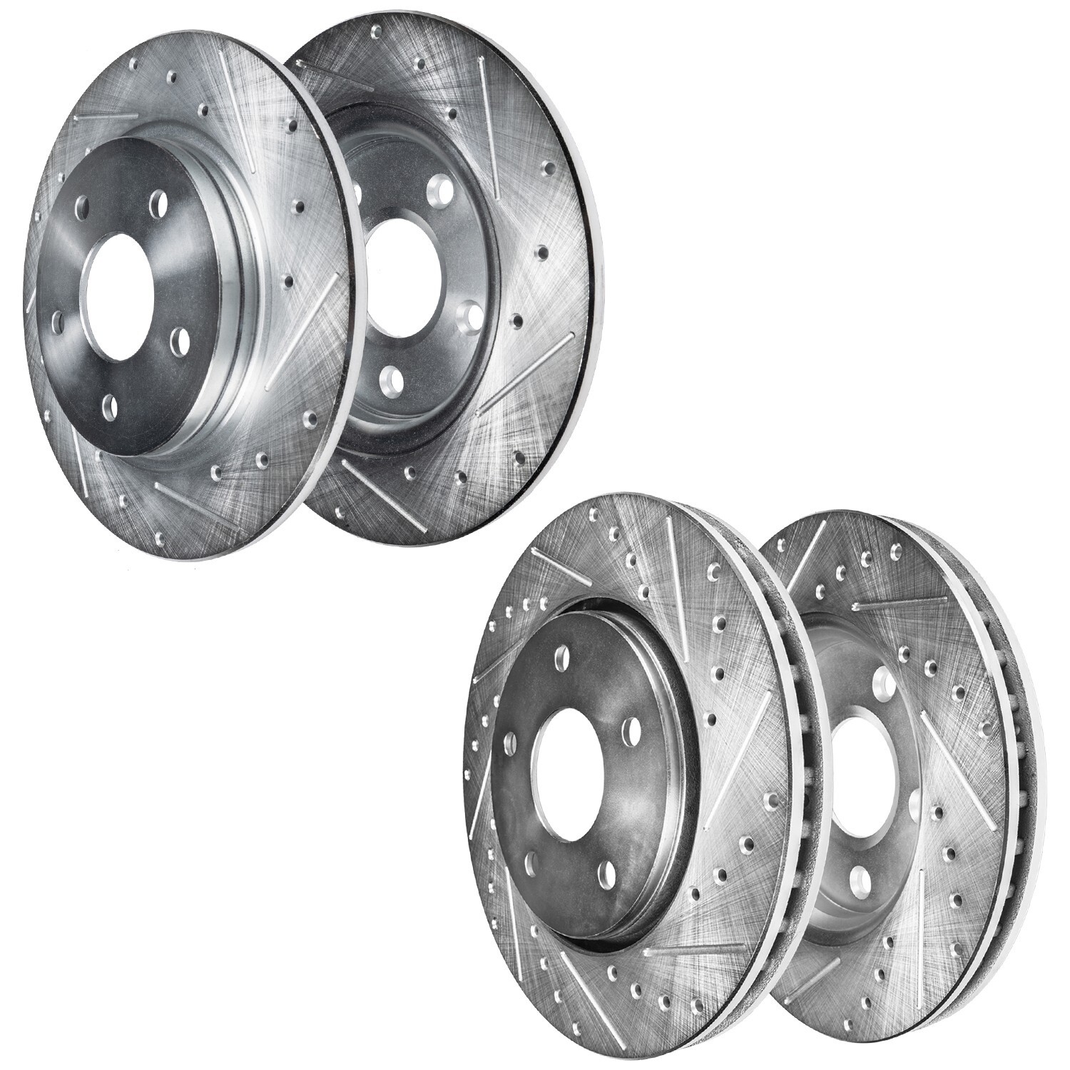 Front & Rear DRILLED Rotors + Brake Pads for Hyundai Elantra Veloster Kia Forte