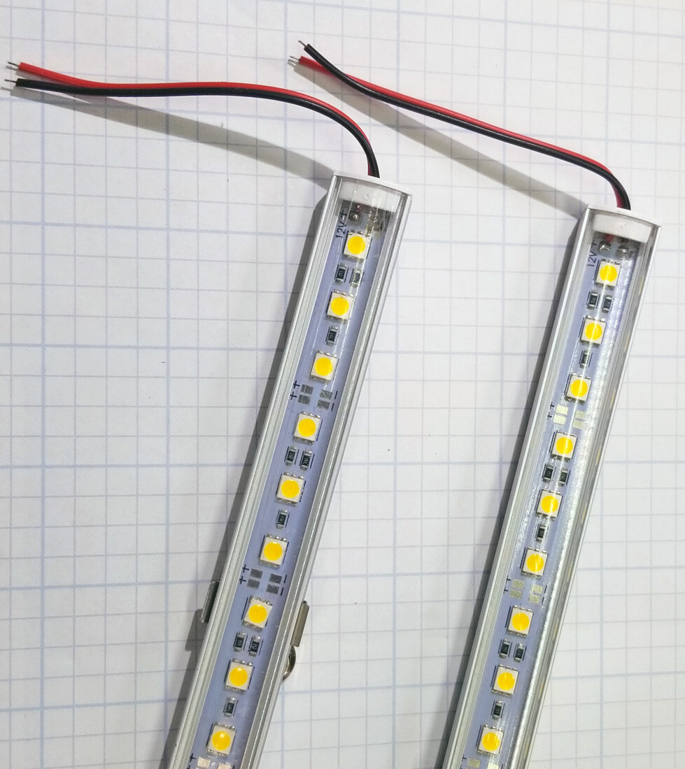 2X 12VDC 6W LED 5630 Aluminum Strip Warm White Under Cabinet Light Fixture 20"