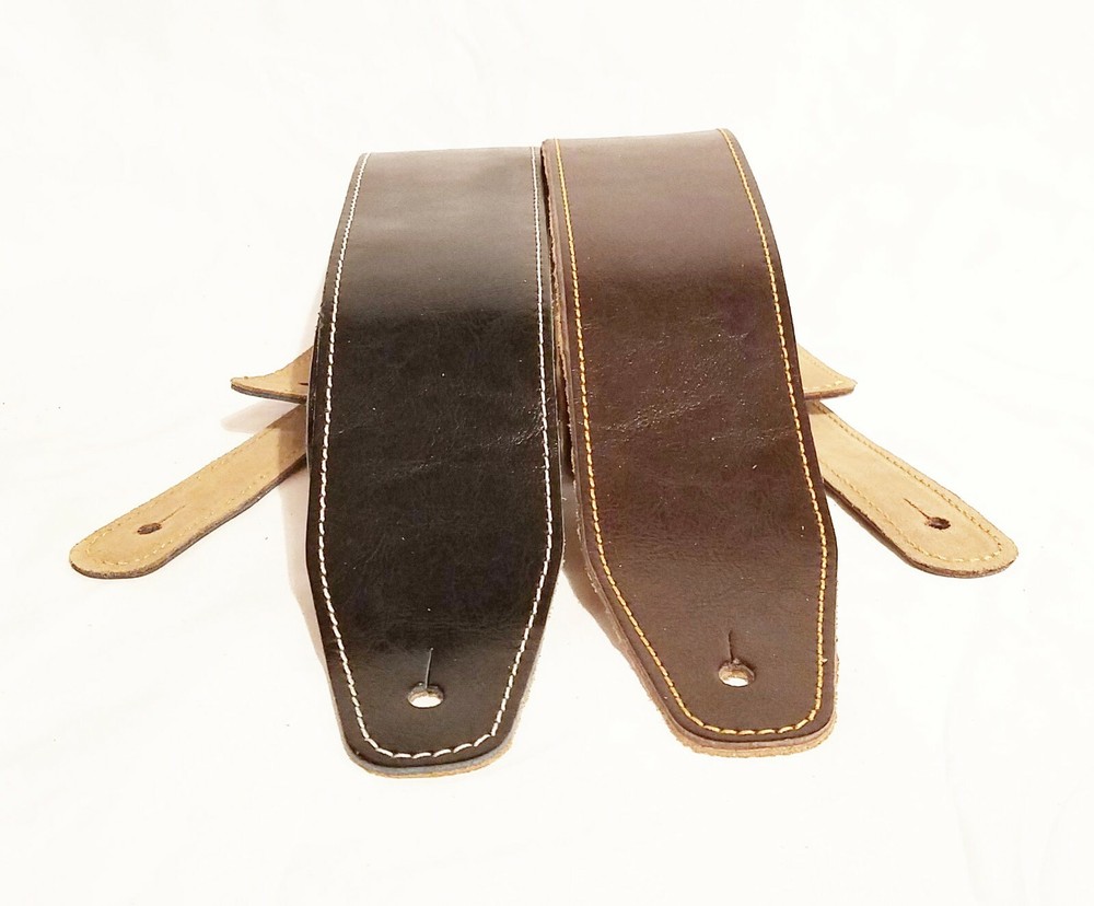 LEATHER GUITAR STRAP 2.5" WIDE, BLACK or BROWN