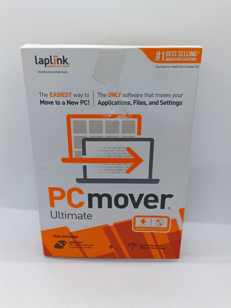 Laplink PCmover Ultimate PC Transfer Software with High-Speed Ethernet Cable