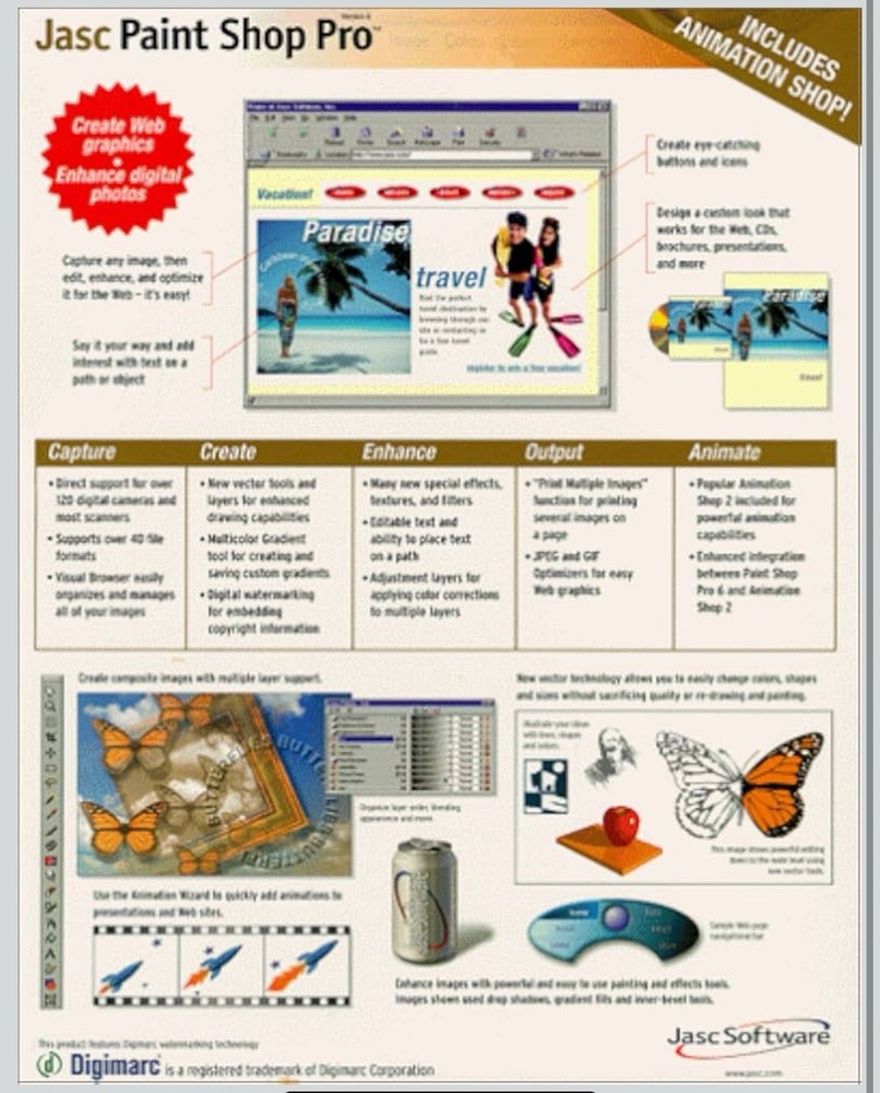 Paint Shop Pro 7 Jasc Create Draw Animate Paint Graphics Software PC CD-ROM WIN