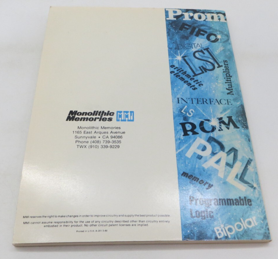 Monolithic Memories Bipolar LSI Data Book (1980 Paperback) vtg computer book