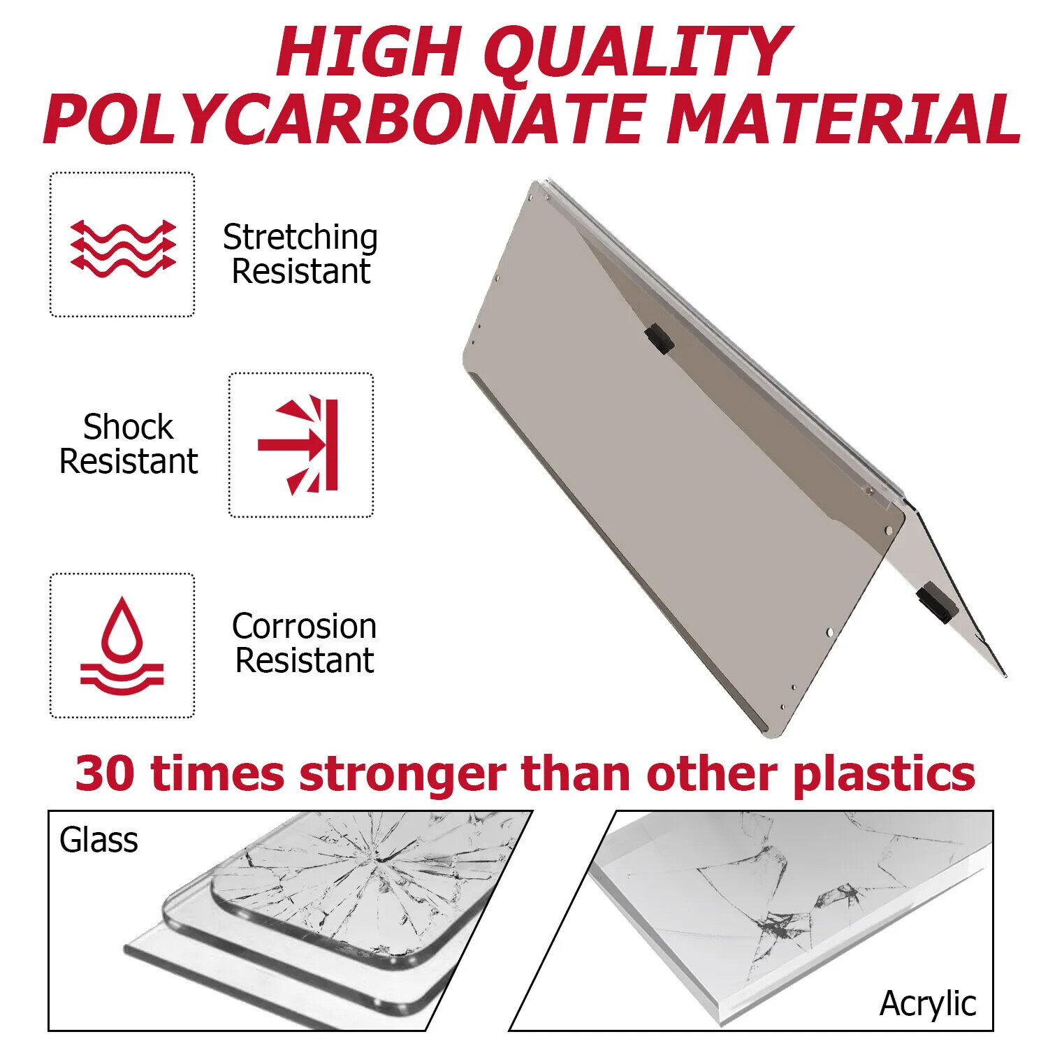 Golf Cart Tinted Polycarbonate Folding Windshield Windscreen For EZGO RXV 08-UP