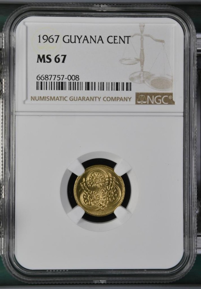 Guyana 1 Cent 1967 NGC MS 67