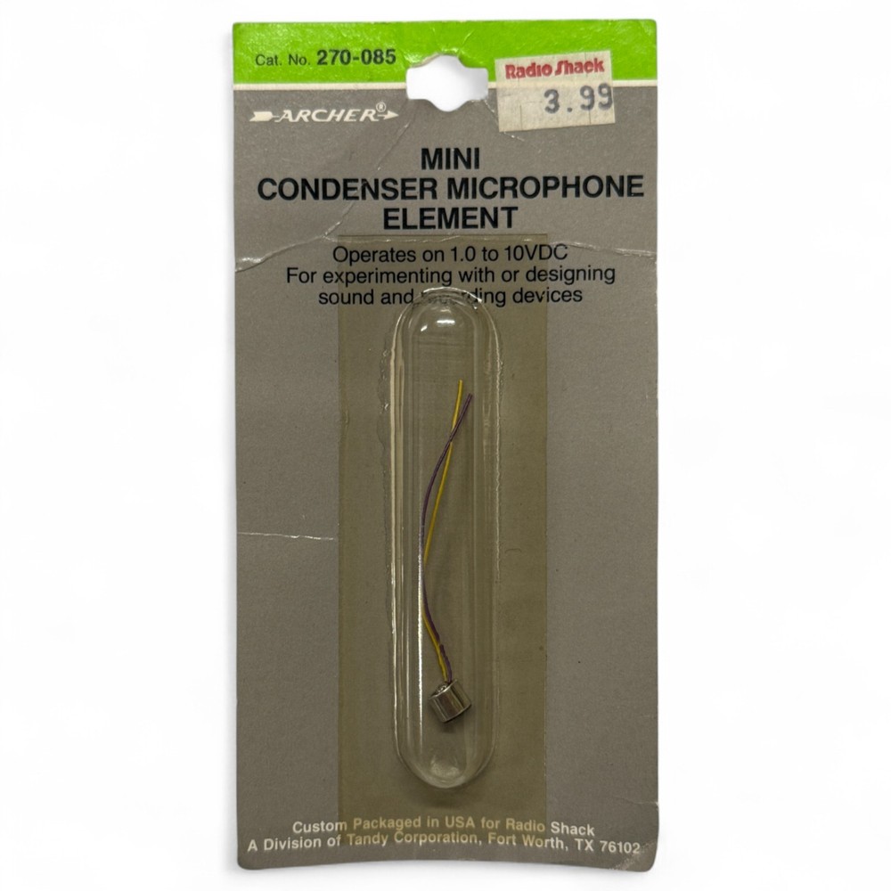Archer/ RadioShack Mini Condenser Microphone Element  270-085 NEW