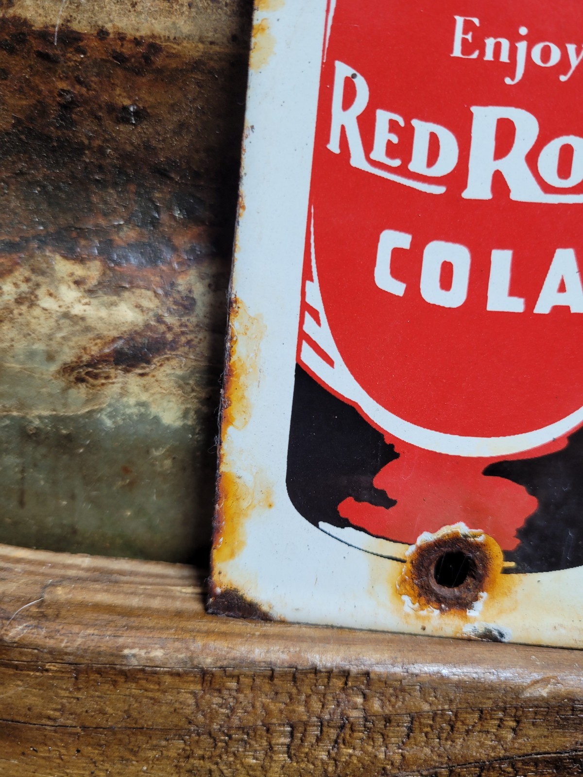 VINTAGE RED ROCK COLA PORCELAIN SIGN OLD BEVERAGE SODA DRINK GENERAL STORE FOOD