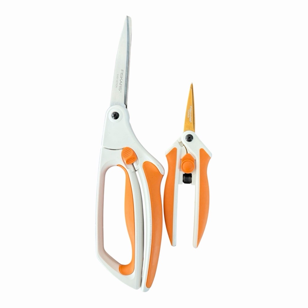 Fiskars Scissors & Titanium-Coated Precision Snips Bundle – Orange/White