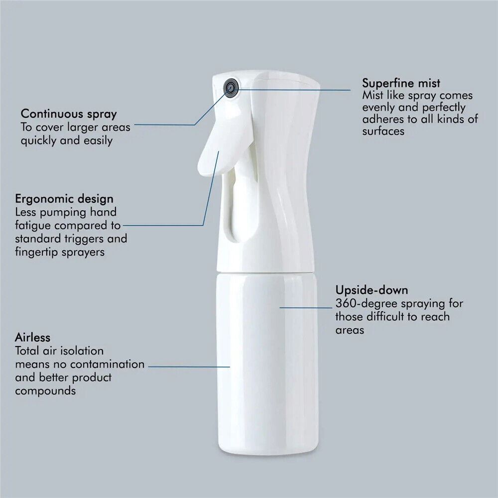 Continuous Mist Hair Spray Bottle Barber Water Sprayer Salon Plant Mister Tools