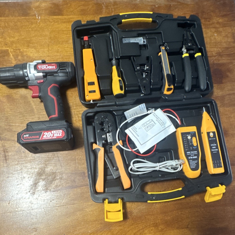 HYPER Tough 20V Lithium-Ion Cordless Drill/Driver Tool Set, 8 Tools, Battery