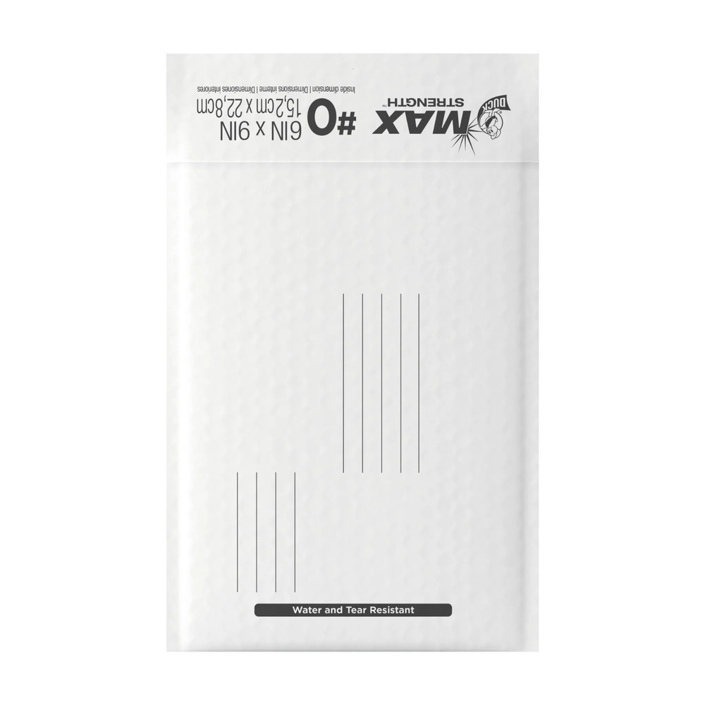 Max Strength Self-Sealing Poly Bubble Mailer #0, 6" x 9", Solid White, 25 Pack