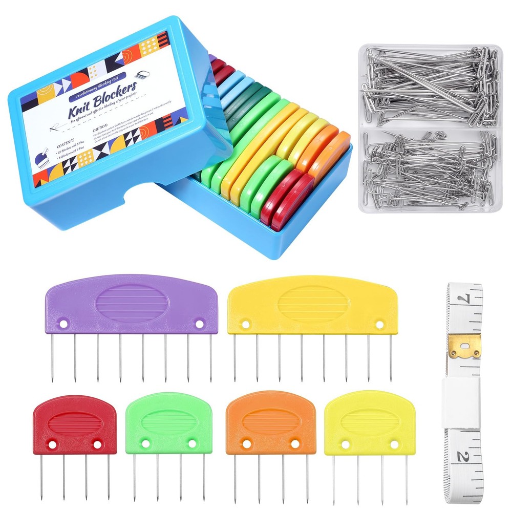 130 Pcs Knit Blockers and Combs for Blocking - Rainbow Knitting Blocking Combs P