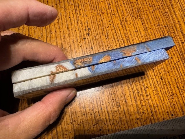 Pair of Beautiful deep blue & white leaf pattern Resin Knife Handle Blank Scale