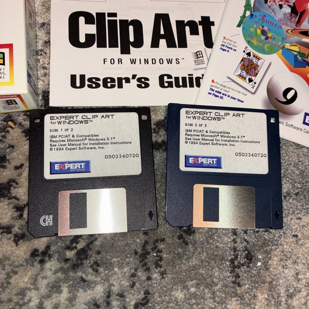 Expert Software 1994 Clip Art For Windows Floppy Disk Set Used