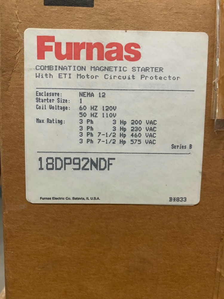 FURNAS 18DP92NDF COMBINATION MAGNETIC STARTER