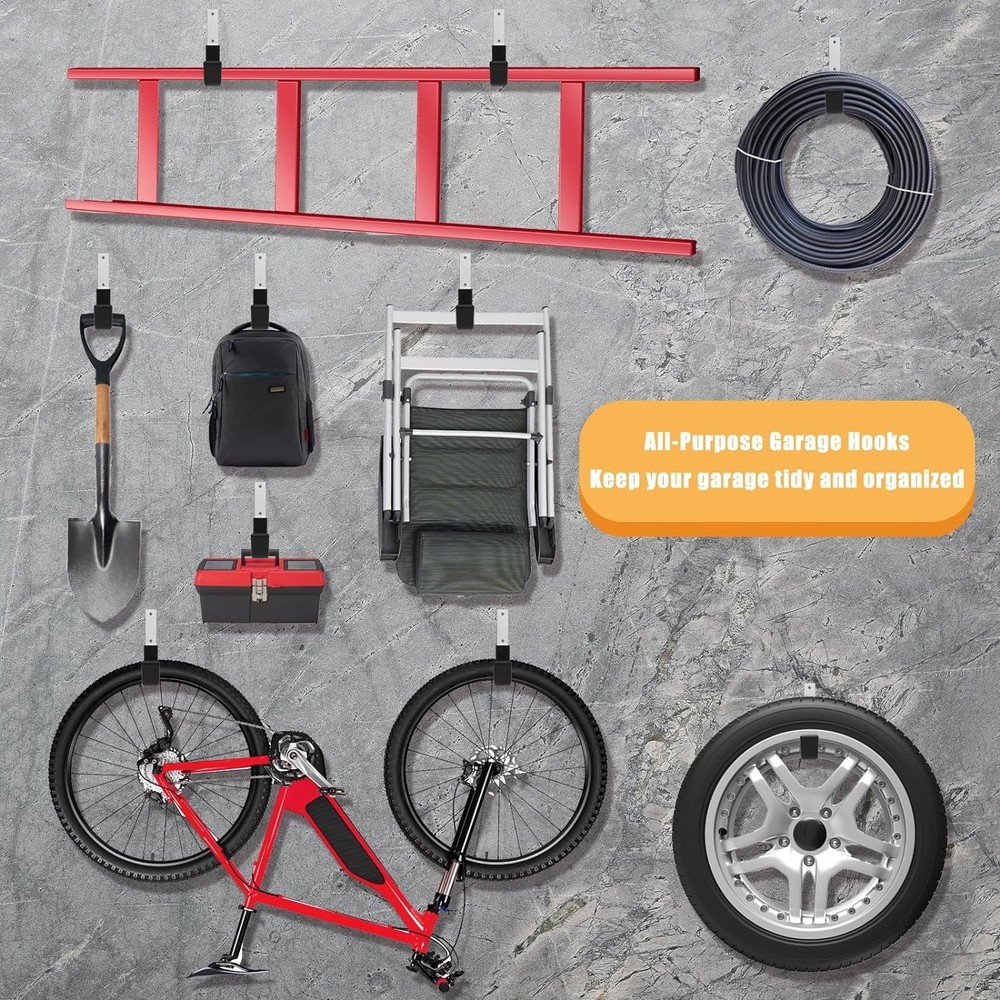 Heavy Duty Utility Hooks - Wall Mount 2 Small & 2Medium, Silver and Black