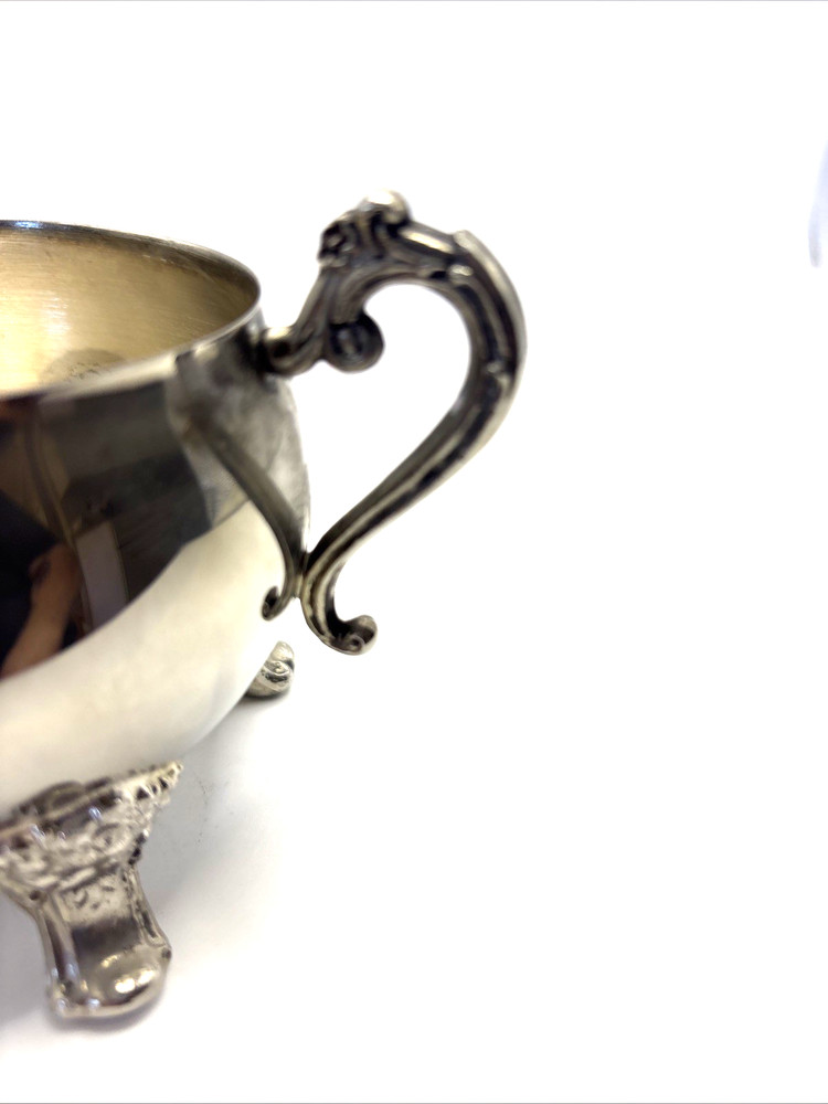 Vintage Silver Plated Open Sugar Bowl Footed Double Handle
