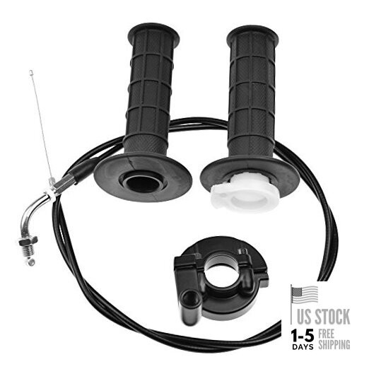 Twist Throttle Accelerator Handle Grips and Bent Cable Set for 50cc 110cc