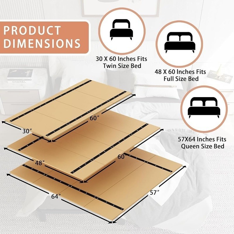 Full Bunkie Board Under Mattress Support Foldable Lightweight Bed Solution Full