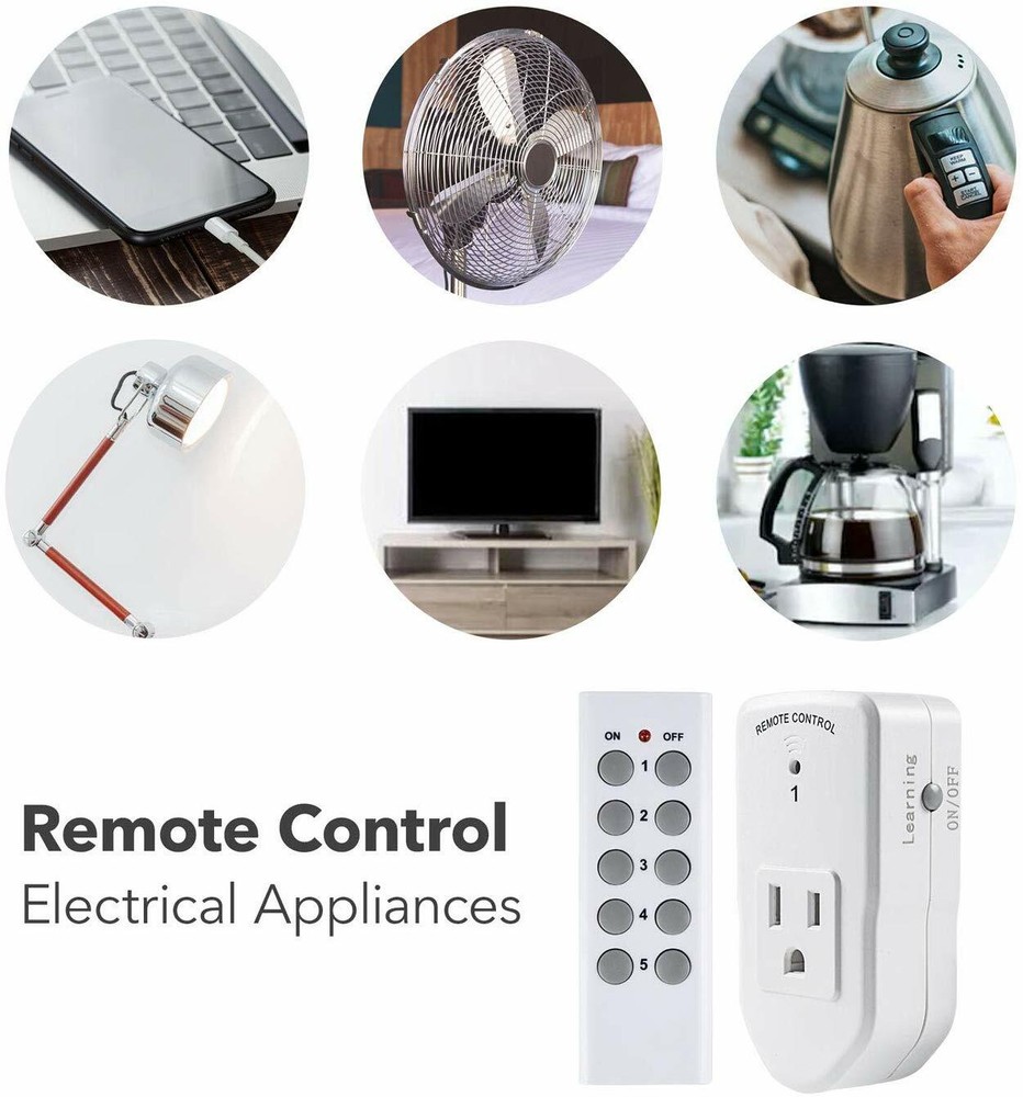 BN-LINK Wireless Remote Control Outlet Switch Power Plug In for lights LED bulbs