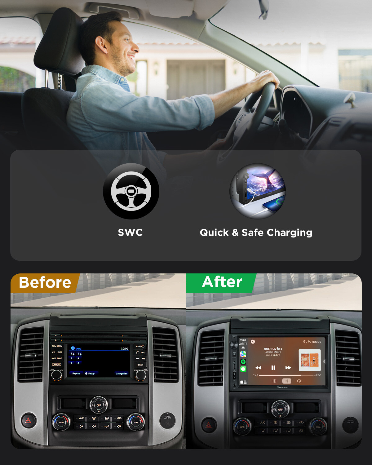 Eonon UA13 Android 13 Double 2Din 7" IPS Car Stereo Radio GPS CarPlay Audio WiFi