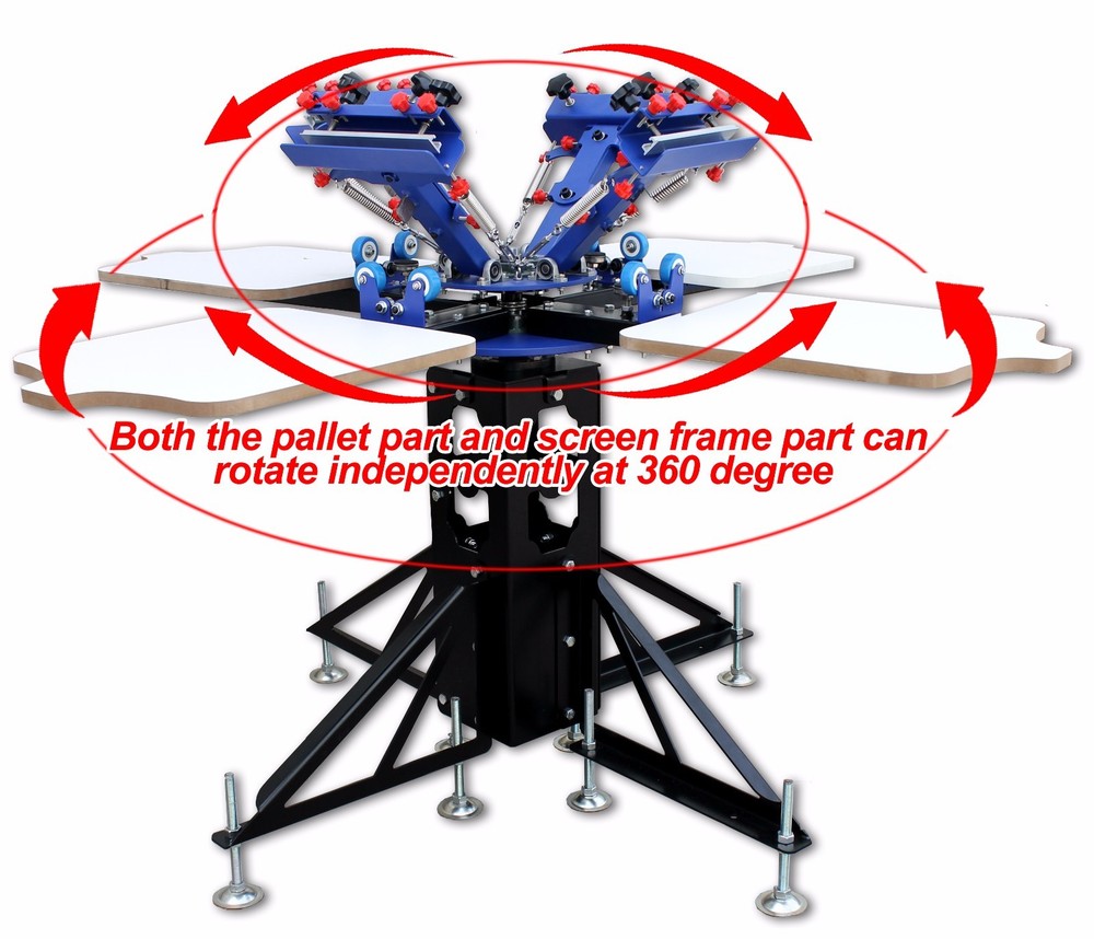 4 Station Screen Printing Machine Silk Screen Press Tool Micro-adjustment Press