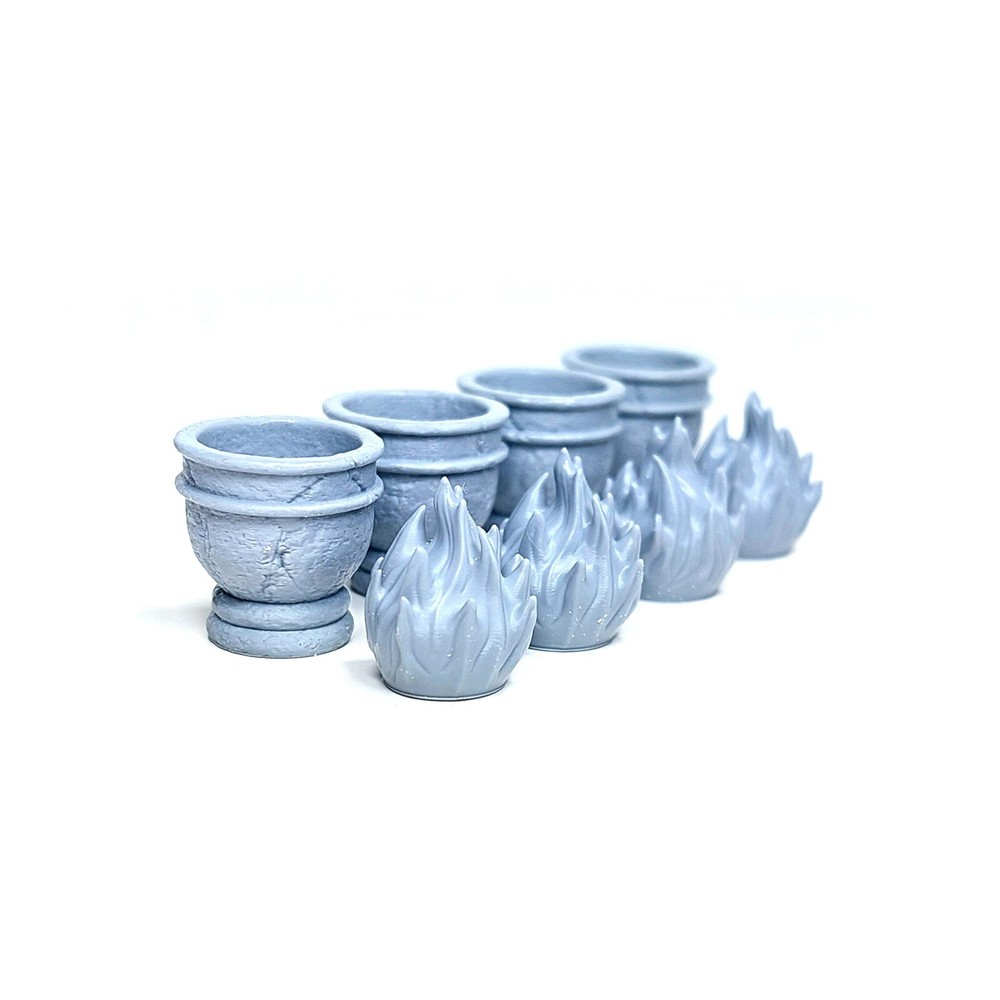 Stone Pots w/ Removable Fire Inserts / Miniature Tabletop Terrain Scenery / RPG