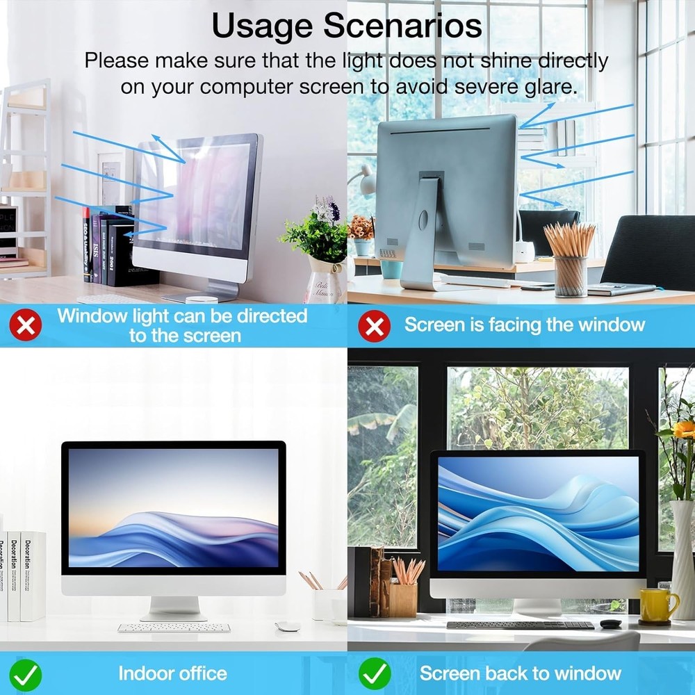 25-27 inch Computer Blue Light Blocking Screen Protector Anti-UV Eye Protecti...
