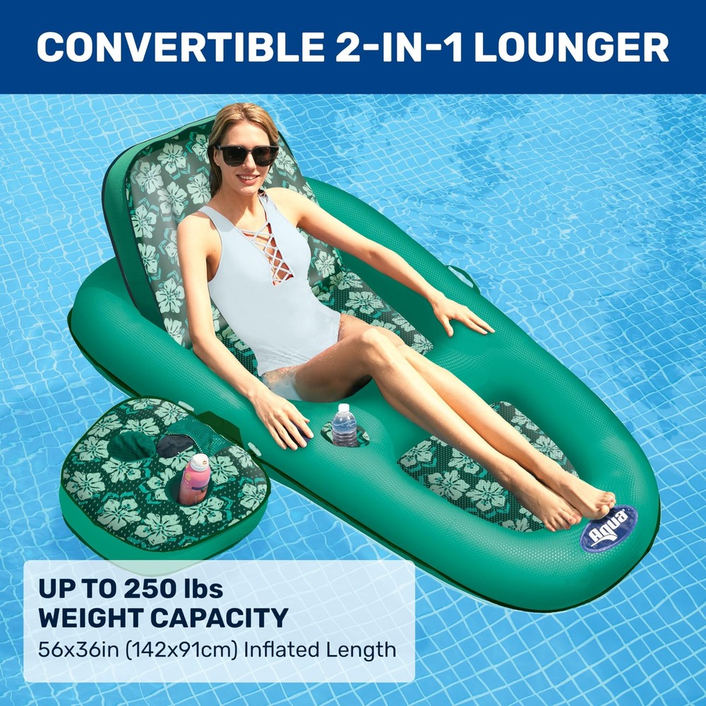 Aqua Campania Ultimate 2-in-1 Pool Float Lounge – Extra Large – Infl