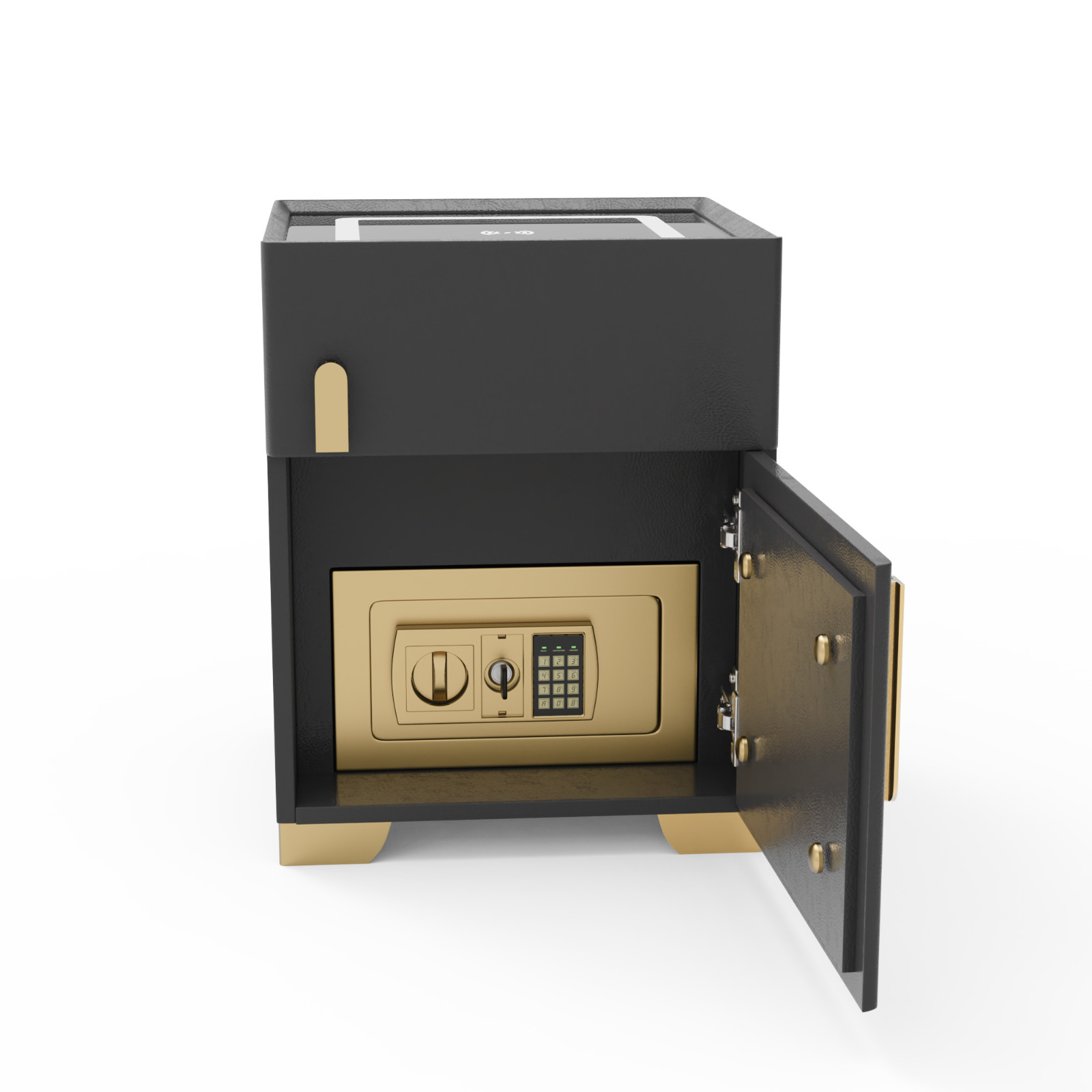 Deep Grey Smart Nightstand w/Security Safe Lock Box, 3-Color,Wireless Charging