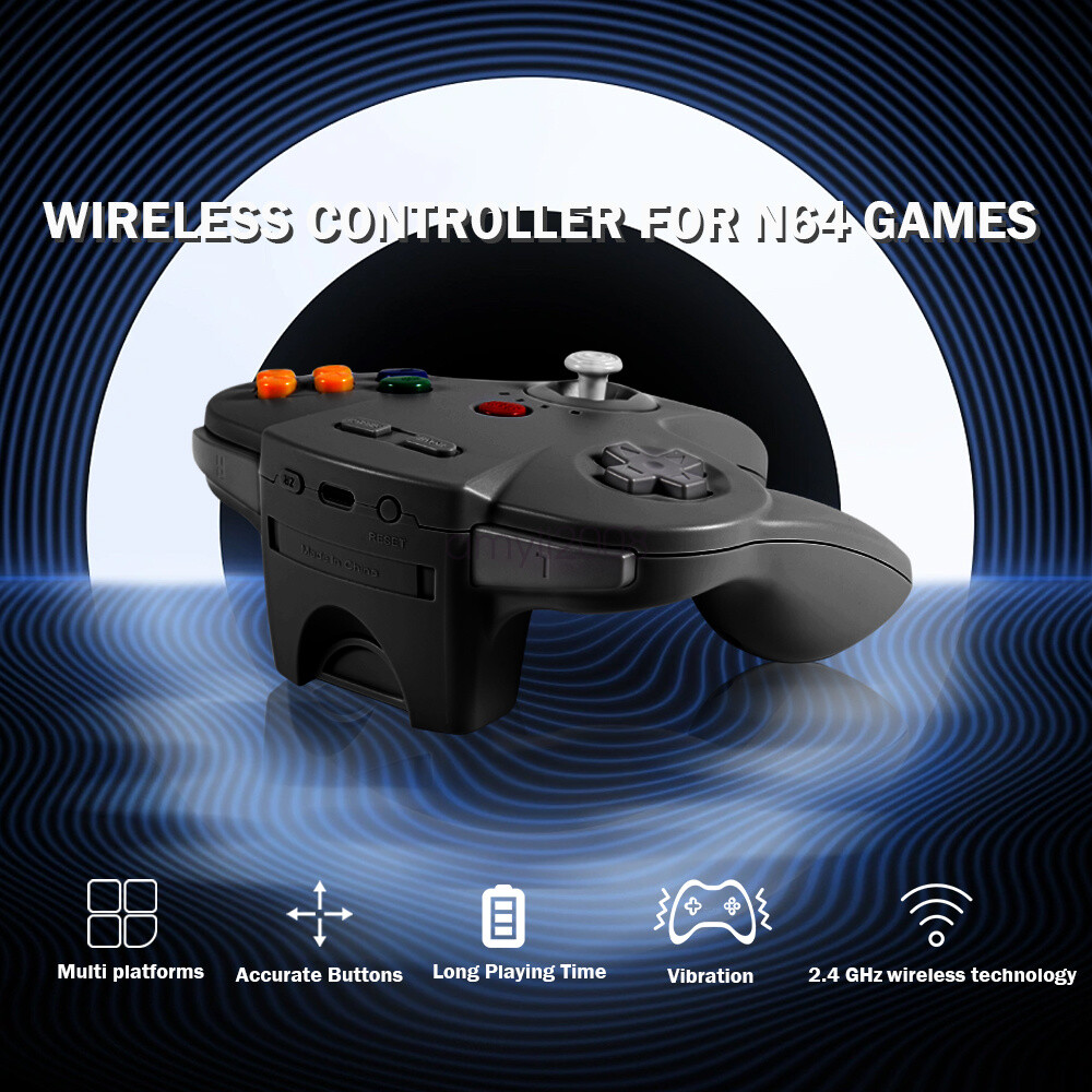 Wireless N64 Controller,2.4G Remote Game Controller w/ Rumble Pak For N64 System