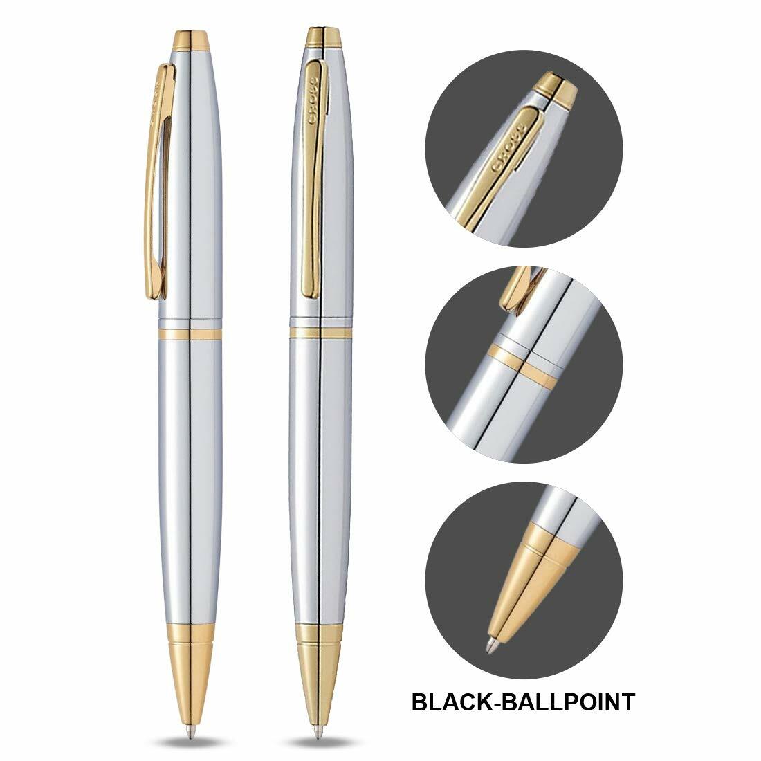 CROSS CALAIS CHROME WITH GOLD TRIM BALLPOINT PEN (AT0112-15)