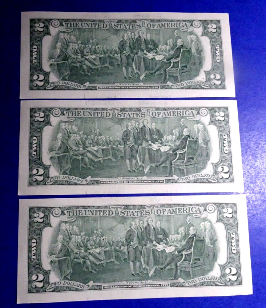 THREE 2017-A $2 (TWO) DOLLAR CHICAGO, IL. (G-DISTRICT 7) "CU" CRISP UNCIRCULATED