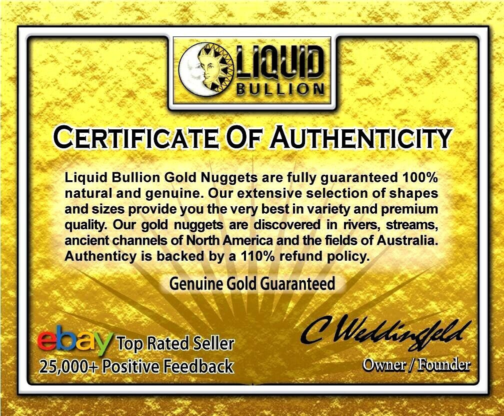 0.500 GRAMS ALASKAN YUKON BC NATURAL PURE GOLD NUGGETS #6 MESH (#G600)