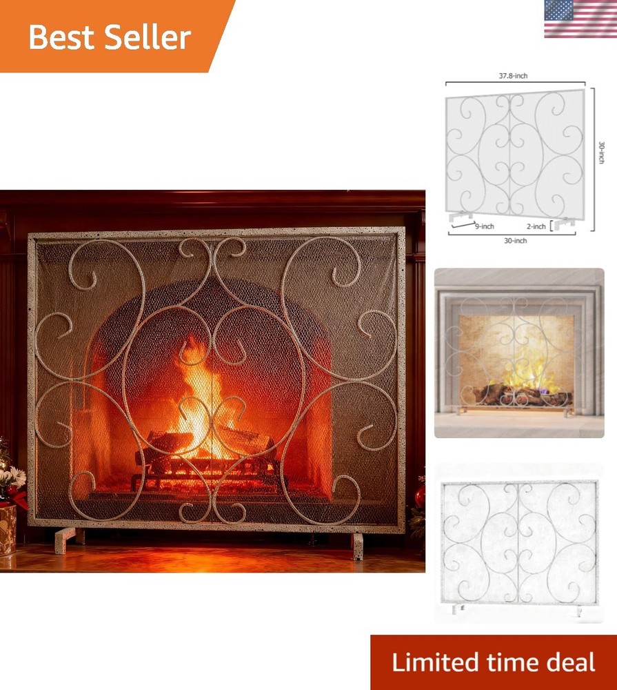 Single Panel Decorative Fireplace Screen Stand Alone Cover Handcrafted Durabl...