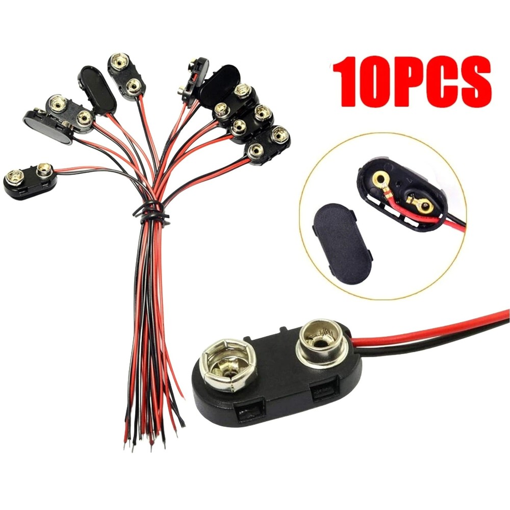 For Electronics 10PCS 9V Battery I-Type Clip Connector Hard Shell Project Work
