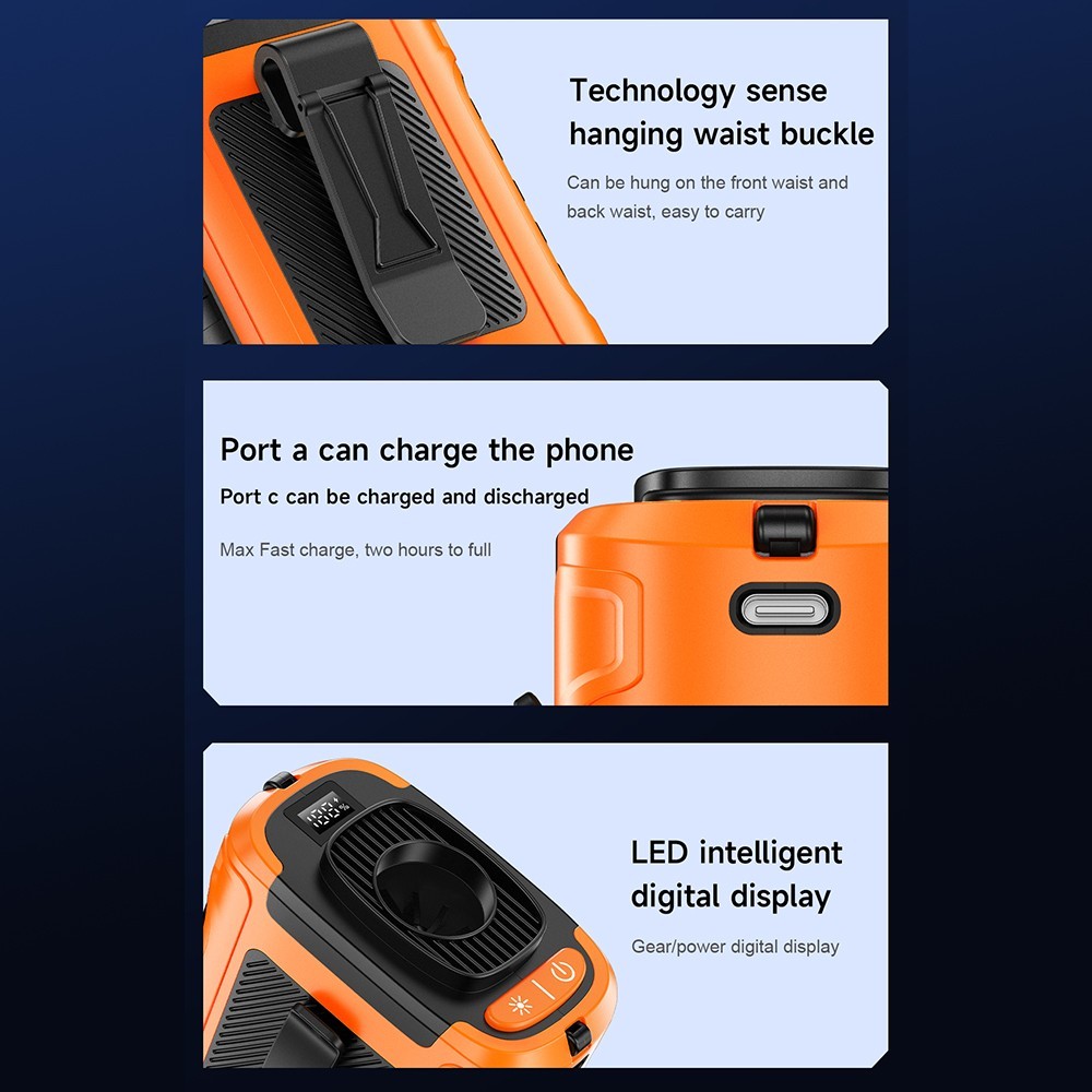 Personal Portable Waist Clip Fan USB Rechargeable Neck Hanging Air Conditioner