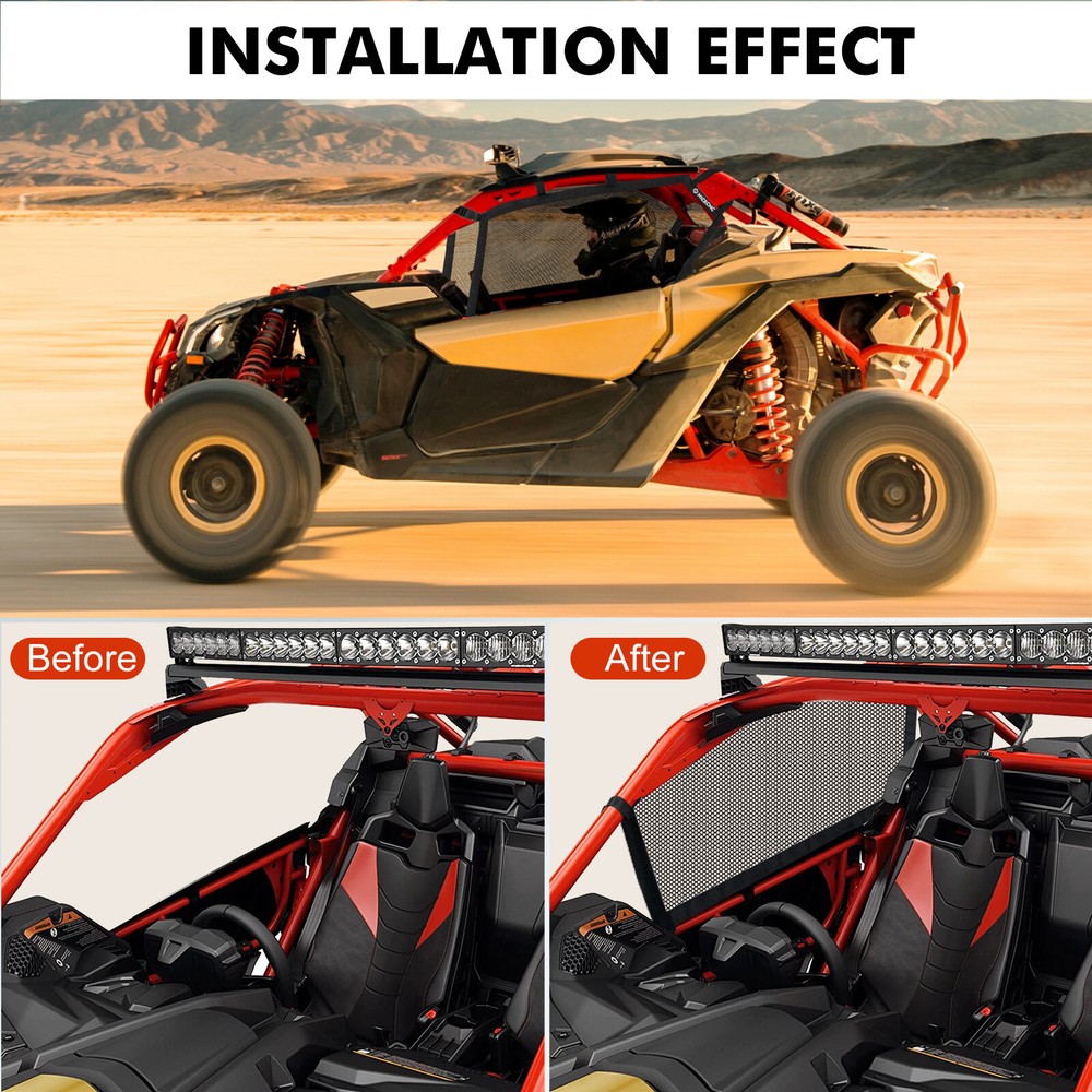 For Can-Am Maverick X3 UTV Side Window Nets Shield Cover Sunshade Mesh 2017-2023