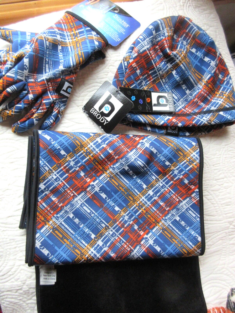 BRODY PAWS NWT HAT GLOVES SCARF MATCHING SET TECH-TOUCH TECH-HIDE DOUBLE LAYER#2