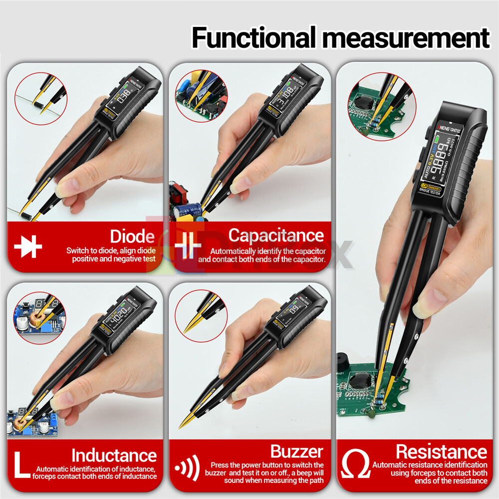 GN702 LCR Smart Forceps Digital Bridge Meter Resistor Capacitor Inductor Test