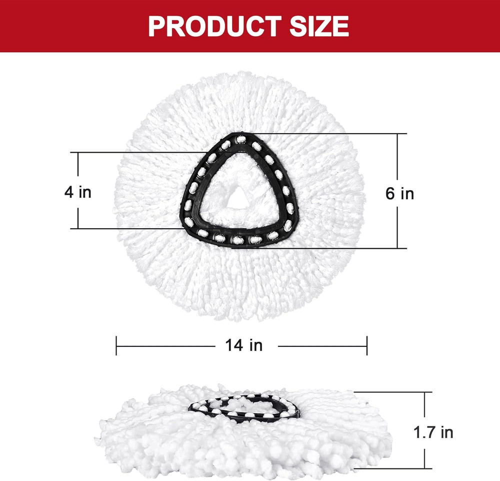 4 Pack Mop Heads Replacements for O-Ceda Easy Wrin Spin System, Microfiber Re...
