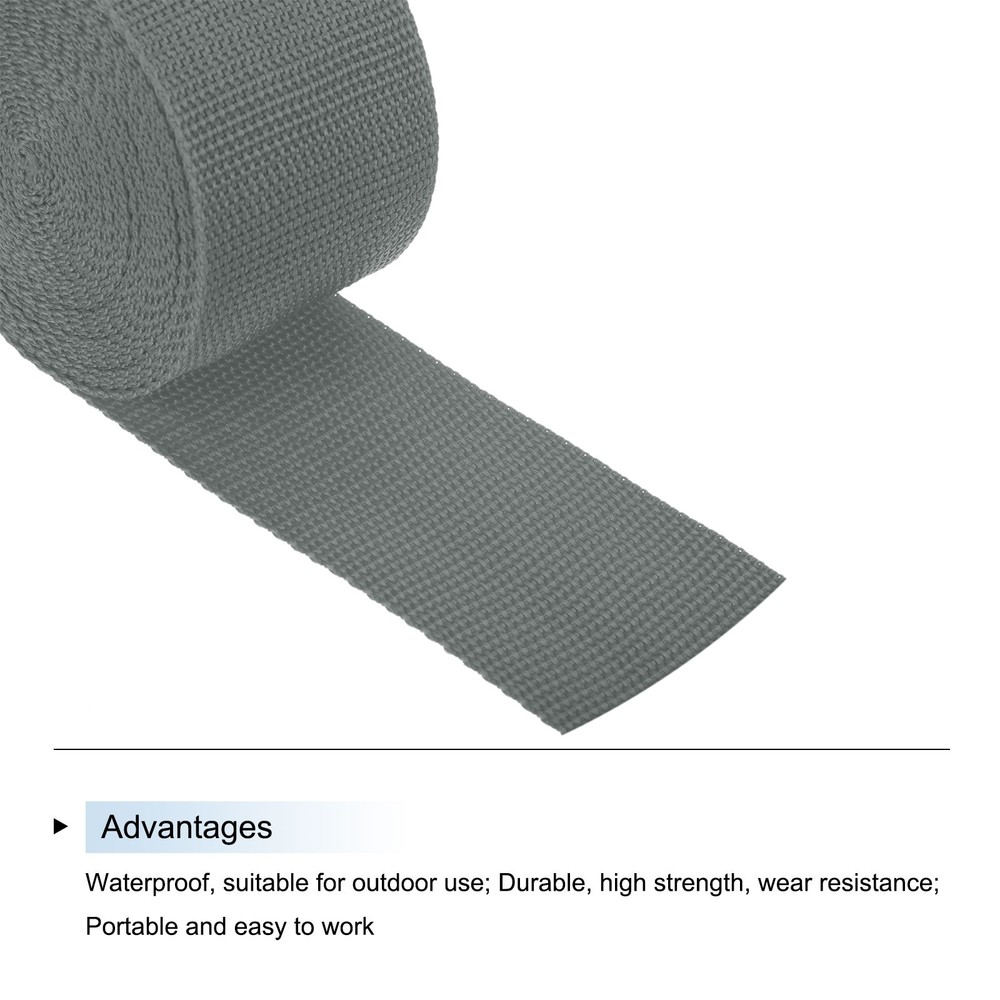 Lightweight Polypropylene Webbing Strap 5cm 5 Yard Grey