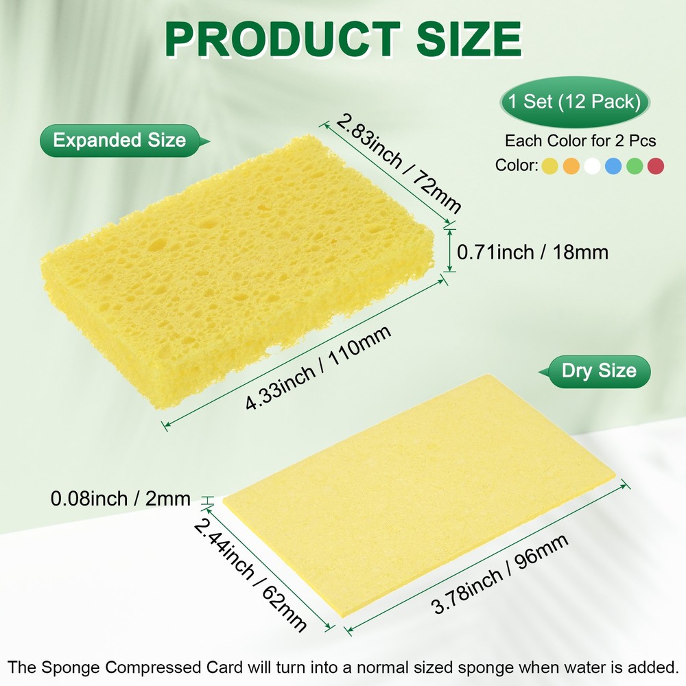 2-Set Kitchen Sponges, Eco Cellulose Non-Scratch Scrub Sponge [Multicolor]