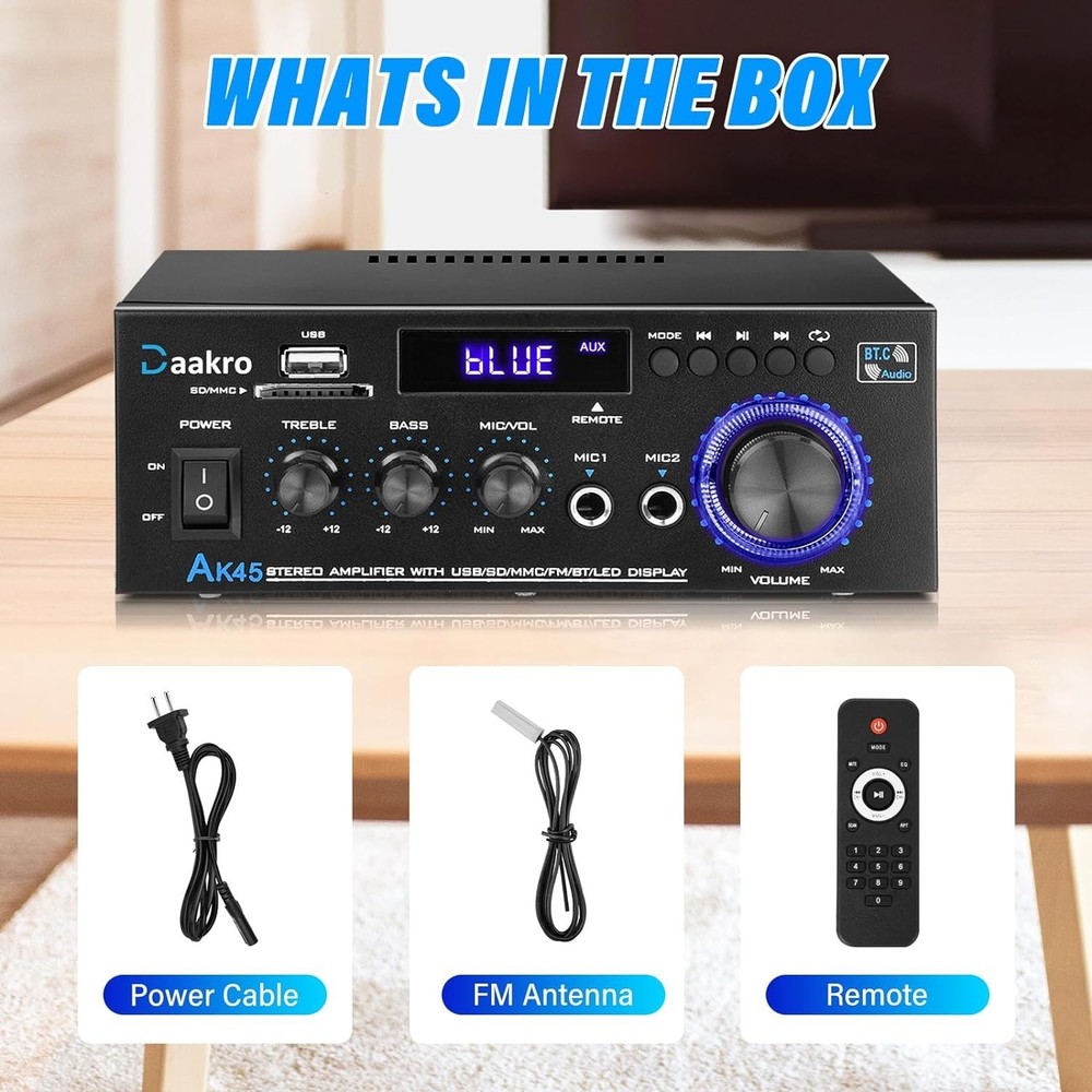 Powerful 300W Stereo Amplifier with Wireless Bluetooth & Custom Sound Control