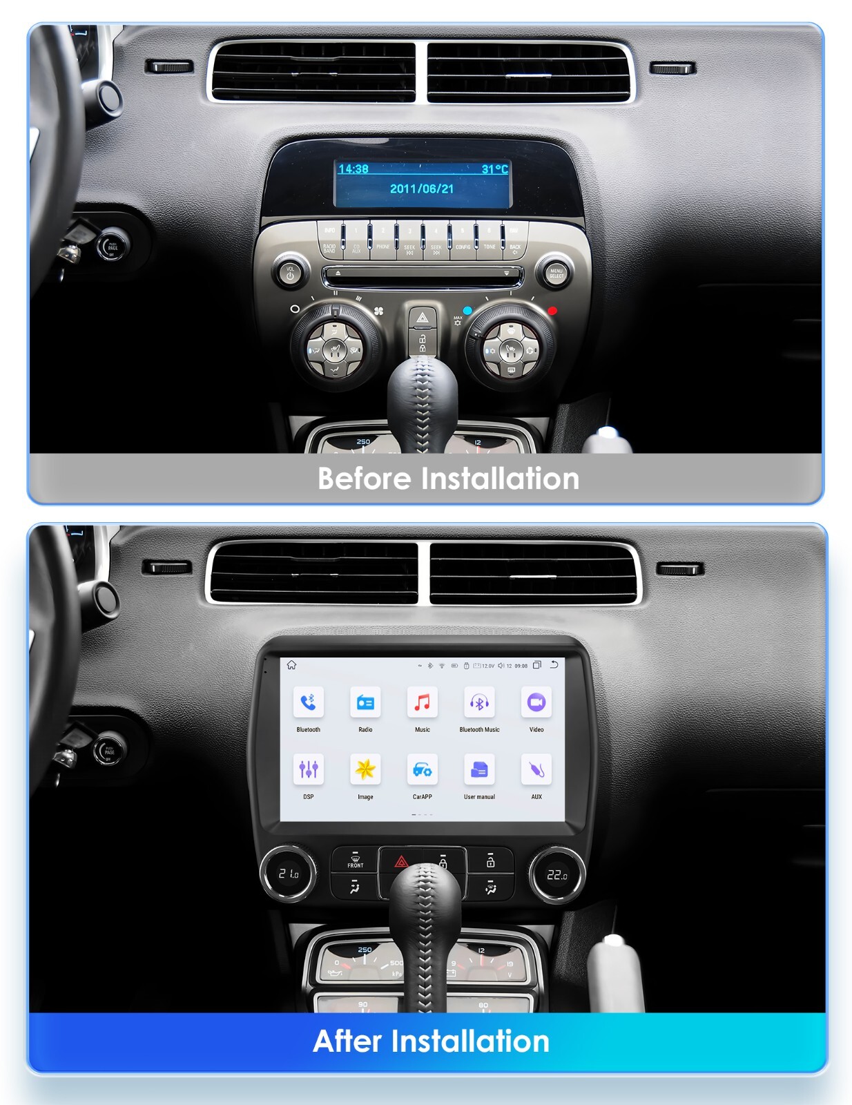 For Chevrolet Camaro 2010-2015 Android14 Radio Stereo FM Apple Carplay GPS Navi